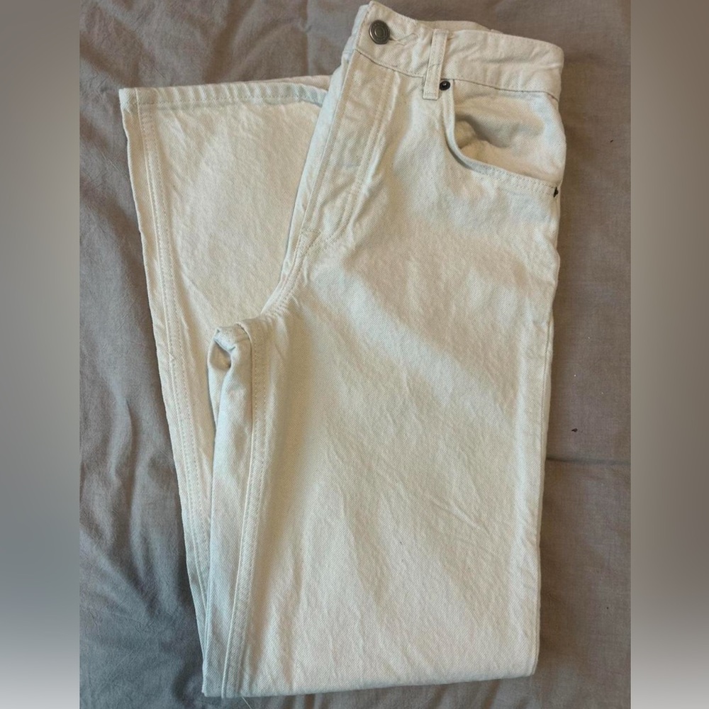 Zara Off-White Wide Leg Jeans